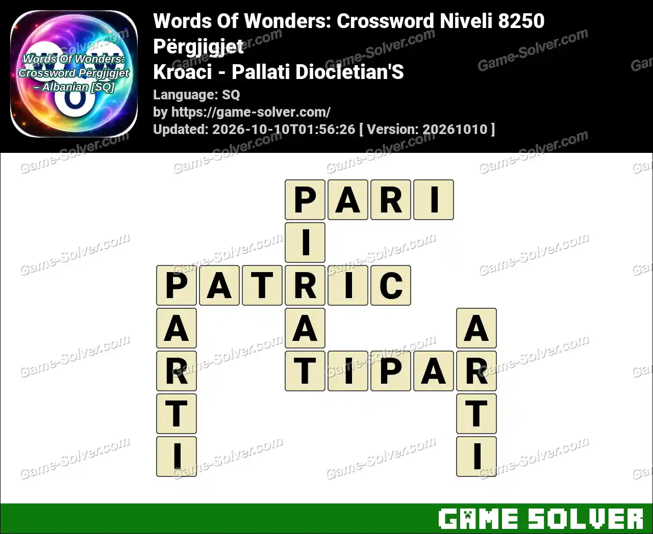 Words Of Wonders: Crossword Niveli 8250 Përgjigjet – Kroaci – Pallati Diocletian’S